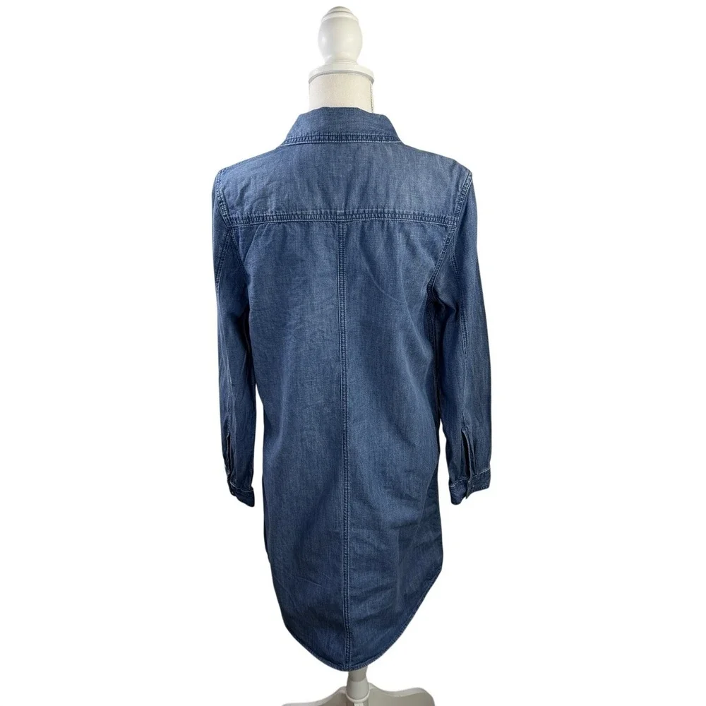 GAP Women's Chambray Medium Mini Button Up Long Sleeve Shirt Dress
